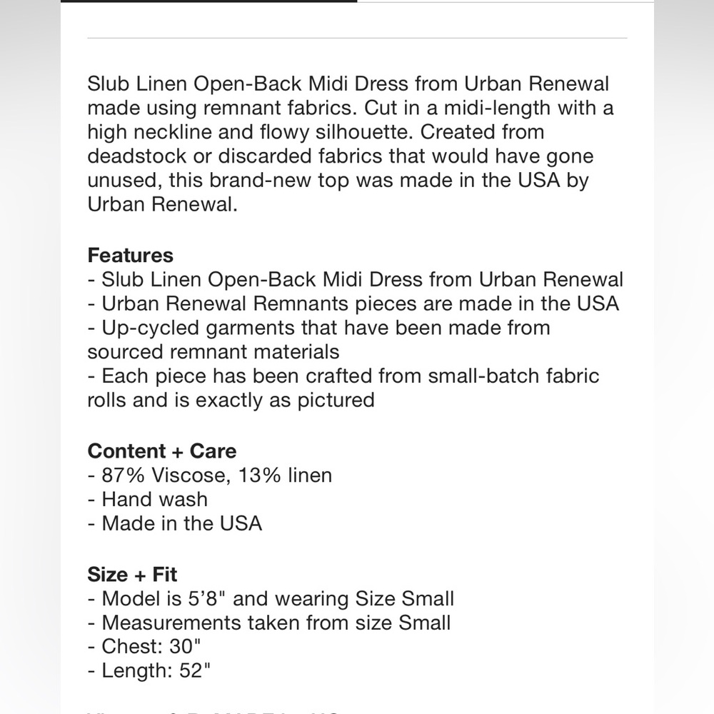 Urban Outfitters Slub Linen Open-Back Midi Dress - XS - Picture 9 of 9
